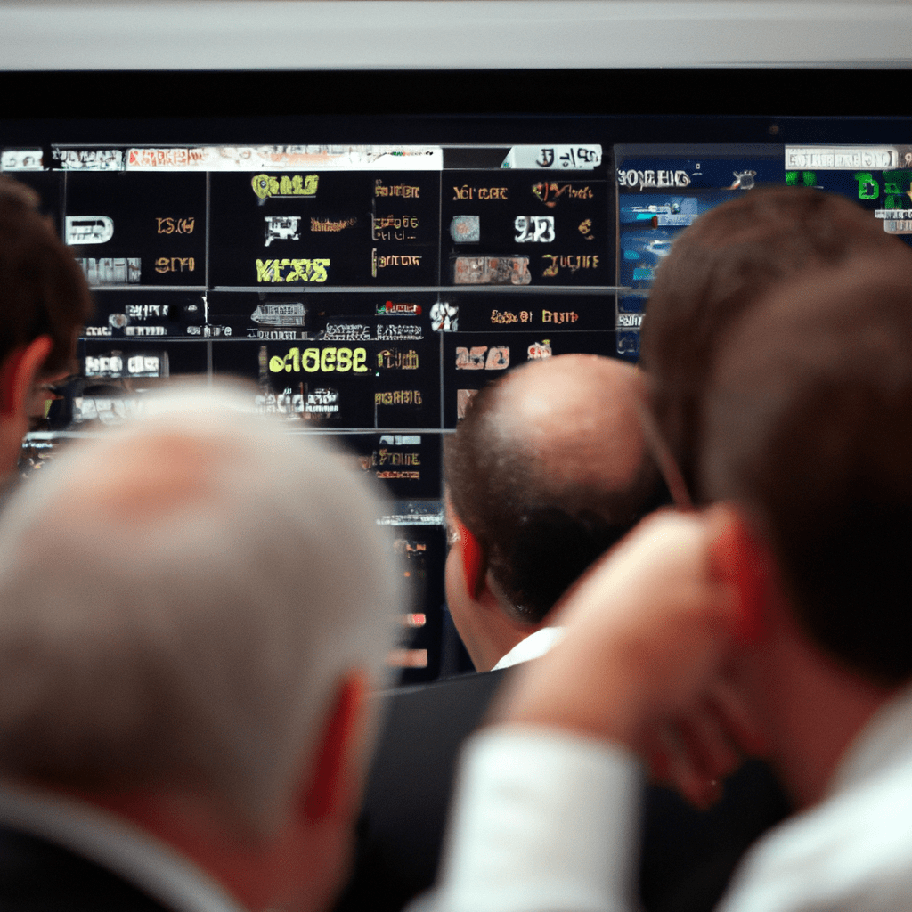 A photograph showing investors trading on a stock exchange, symbolizing the importance of stock markets in the economy.. Sigma 85 mm f/1.4. No text.