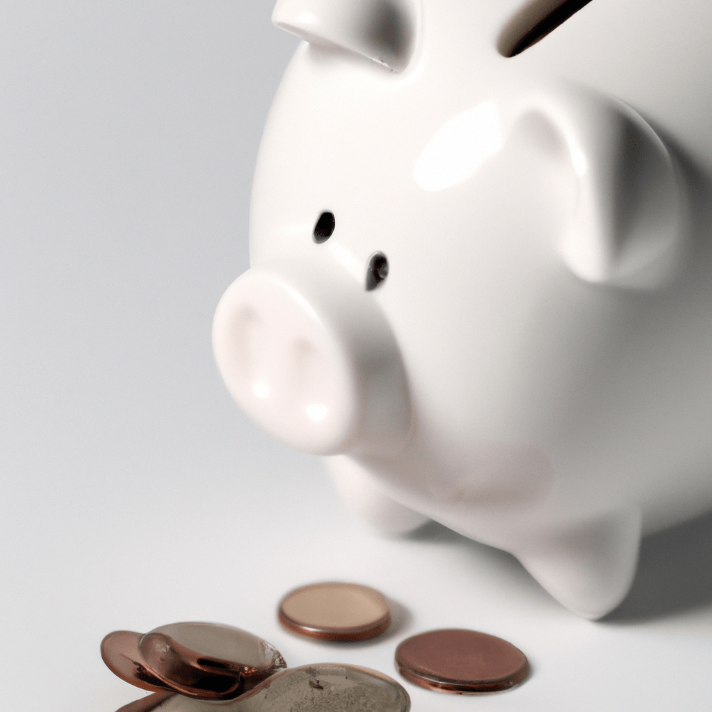 [A photo of a piggy bank being filled with coins, representing the concept of reducing expenses and saving money.]. Sigma 85 mm f/1.4. No text.