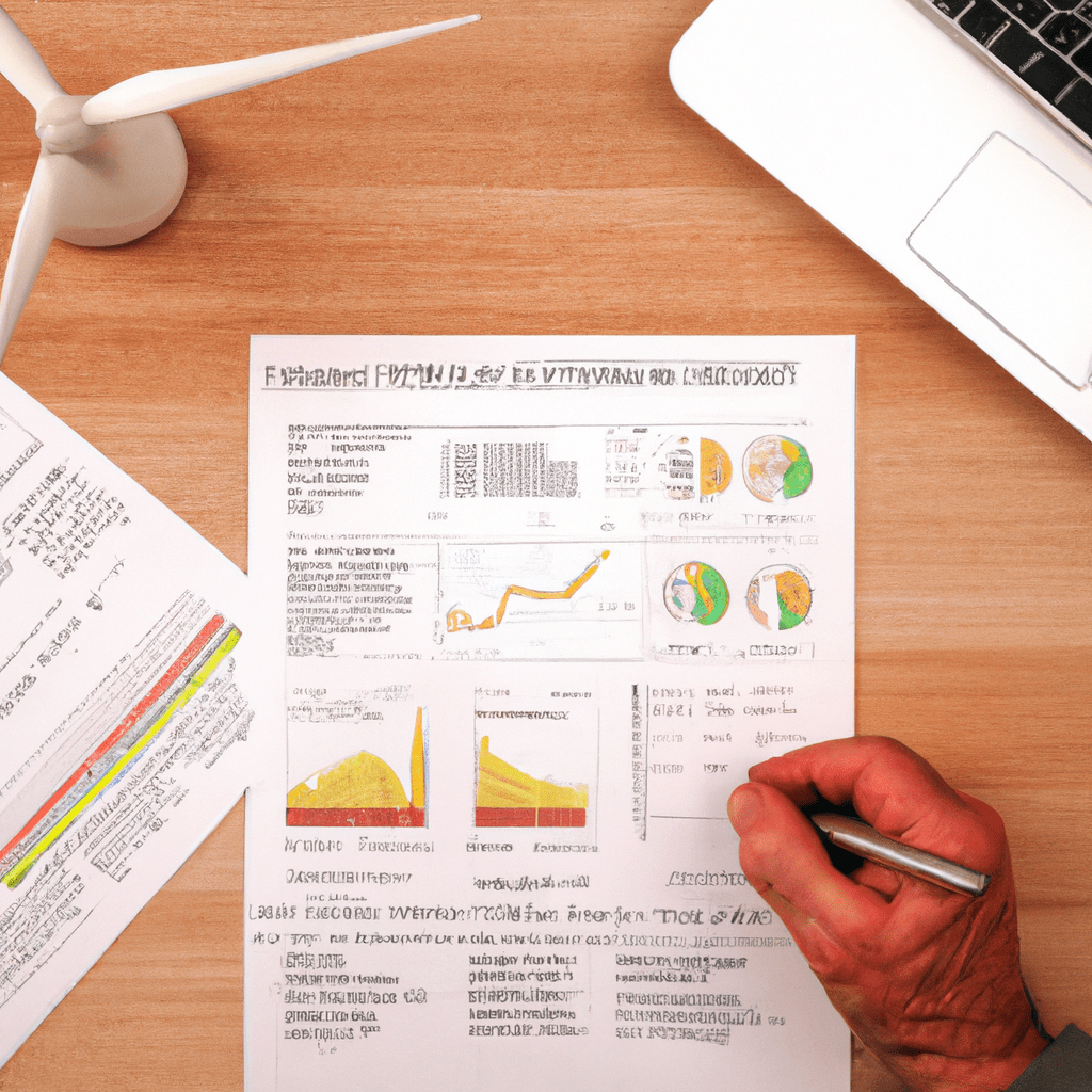 A photo of a person analyzing technological trends in renewable energy. They are working with charts and graphs, highlighting the importance of staying up-to-date with evolving technologies.. Sigma 85 mm f/1.4. No text.