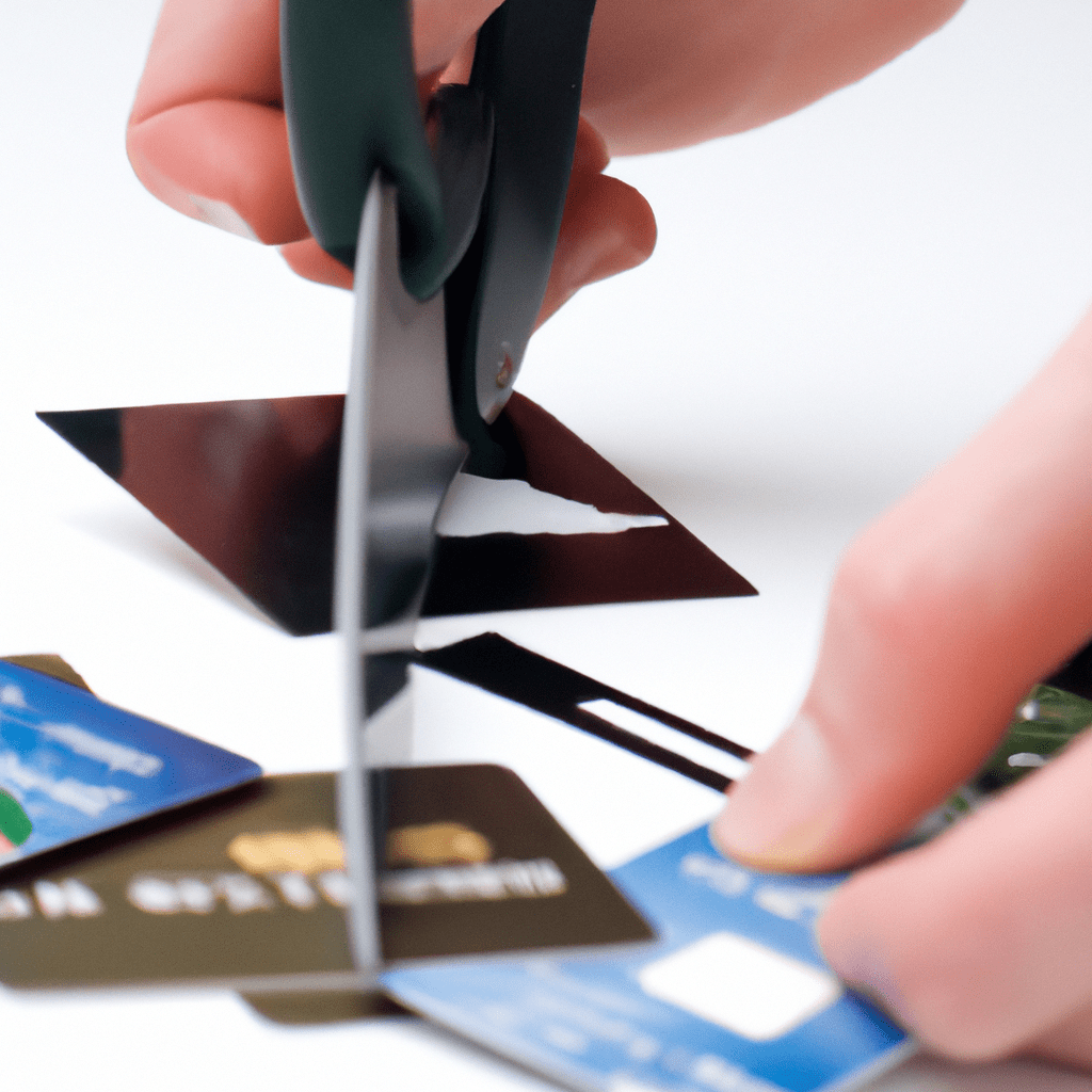 3 - PHOTO: Close-up of a person cutting up credit cards, symbolizing debt elimination and effective loan management. Canon 35 mm f/2.8. No text.. Sigma 85 mm f/1.4. No text.