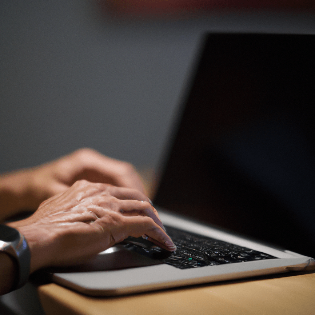 A photo of a person researching various digital art investment platforms on a laptop.. Sigma 85 mm f/1.4. No text.