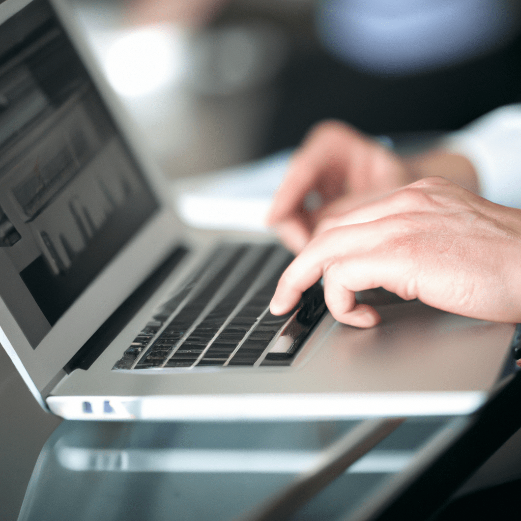 [A photo of a person analyzing investment options on a laptop.]. Sigma 85 mm f/1.4. No text.