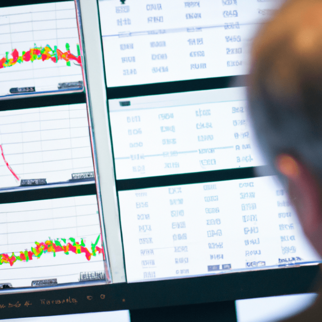 [An investor closely monitors interest rate changes on a computer screen.]. Sigma 85 mm f/1.4. No text.