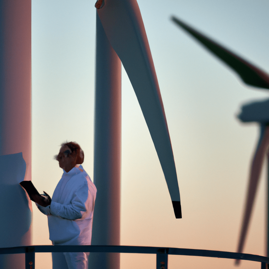 A photo of a person researching and analyzing renewable energy technologies, highlighting the need to stay updated and innovative in the ever-evolving sector.. Sigma 85 mm f/1.4. No text.