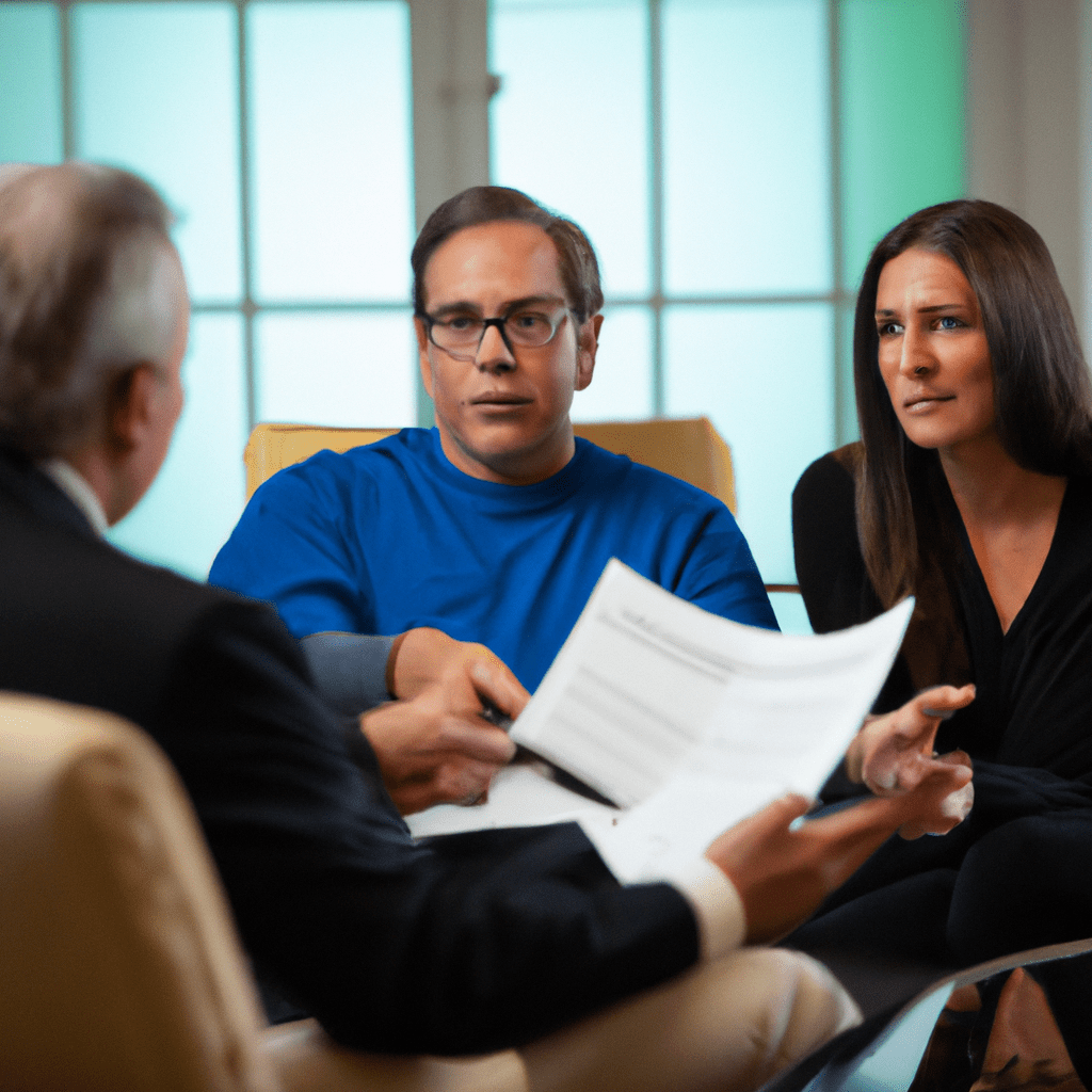 2 - A photo of a couple consulting with a financial advisor, discussing investment protection options. Sigma 85 mm f/1.4. No text.. Sigma 85 mm f/1.4. No text.