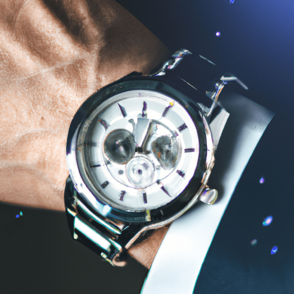 Photo description: A close-up shot of a person's hand holding a luxury brand watch, representing diversification and risk reduction in stock investments.. Sigma 85 mm f/1.4. No text.