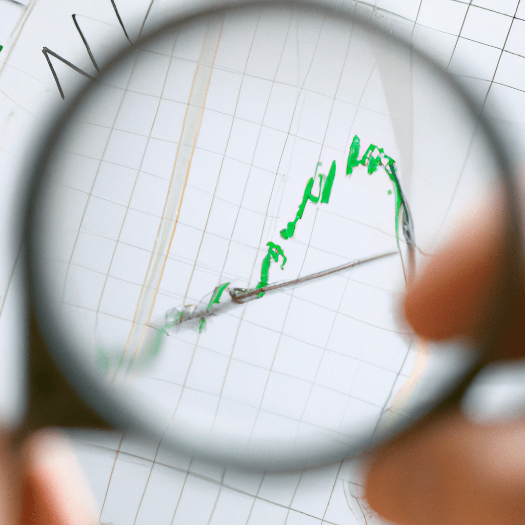 2 - [Photo description: A person holding a magnifying glass, carefully analyzing stock market charts and data for investment decisions].. Sigma 85 mm f/1.4. No text.