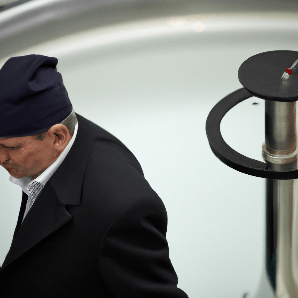 2 - [Image: An investor observing a high-tech water purification process]. Sigma 85 mm f/1.4. No text.. Sigma 85 mm f/1.4. No text.