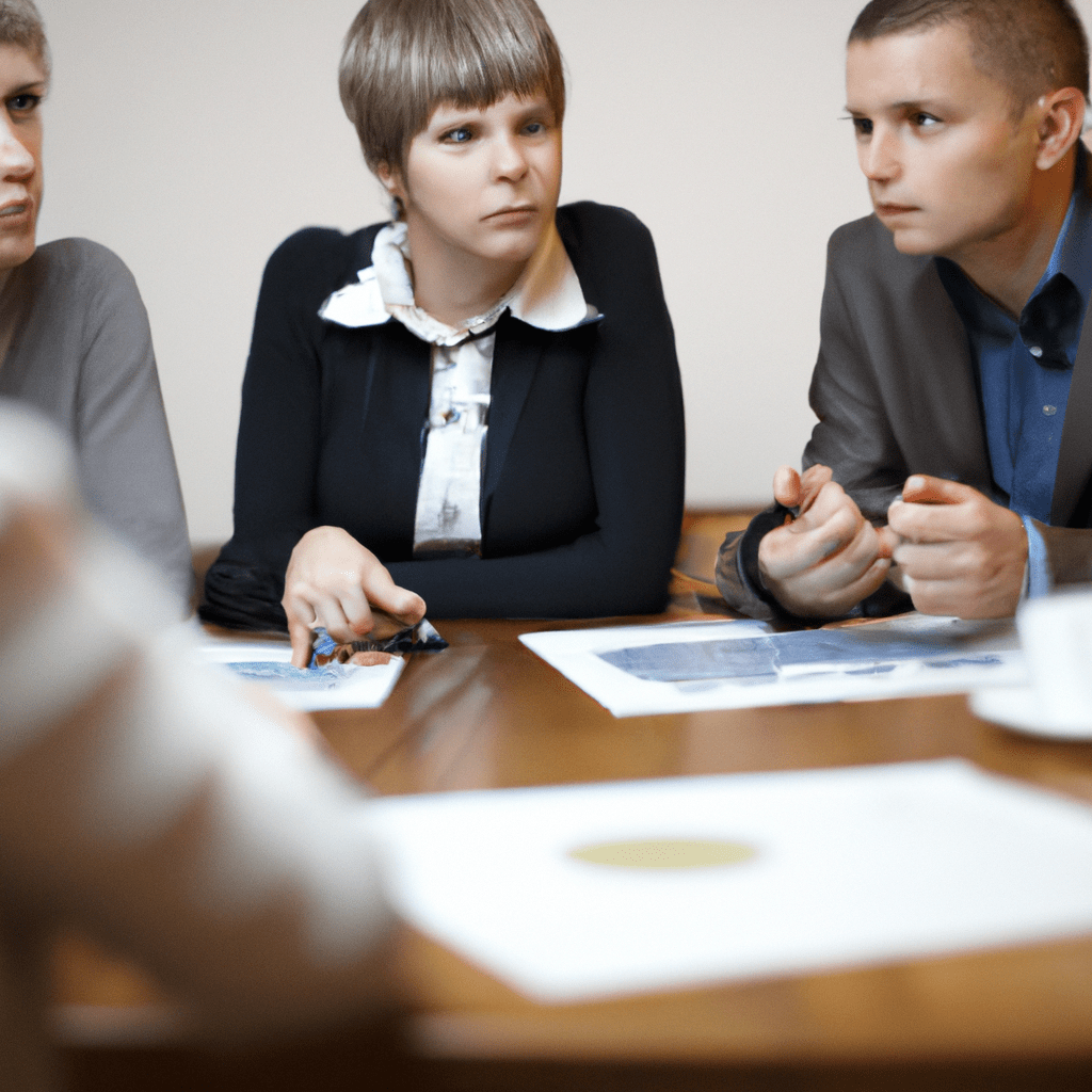 2 - [] A group of investors discussing corporate bonds and weighing the risks and rewards. Canon 50 mm f/1.8. No text.. Sigma 85 mm f/1.4. No text.