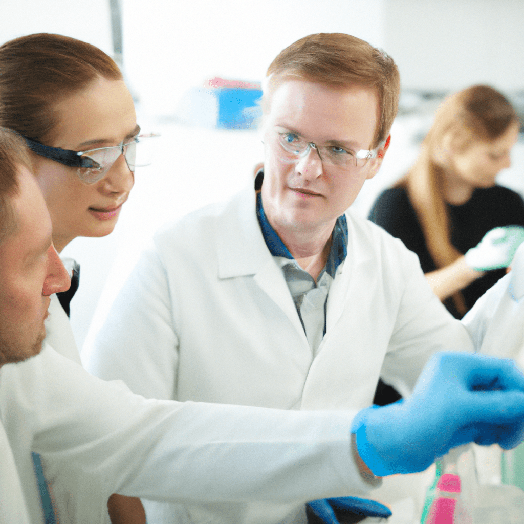 PHOTO: A group of researchers working in a lab, examining biotechnological samples and discussing potential breakthroughs. Sony Alpha A7III. No text.. Sigma 85 mm f/1.4. No text.