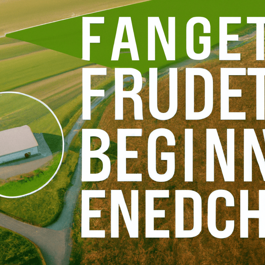 Aerial view of farmland with financial planning and budgeting text overlay. Ensure stable investments in agricultural land. Consult with a financial advisor for strategic insights.. Sigma 85 mm f/1.4. No text.