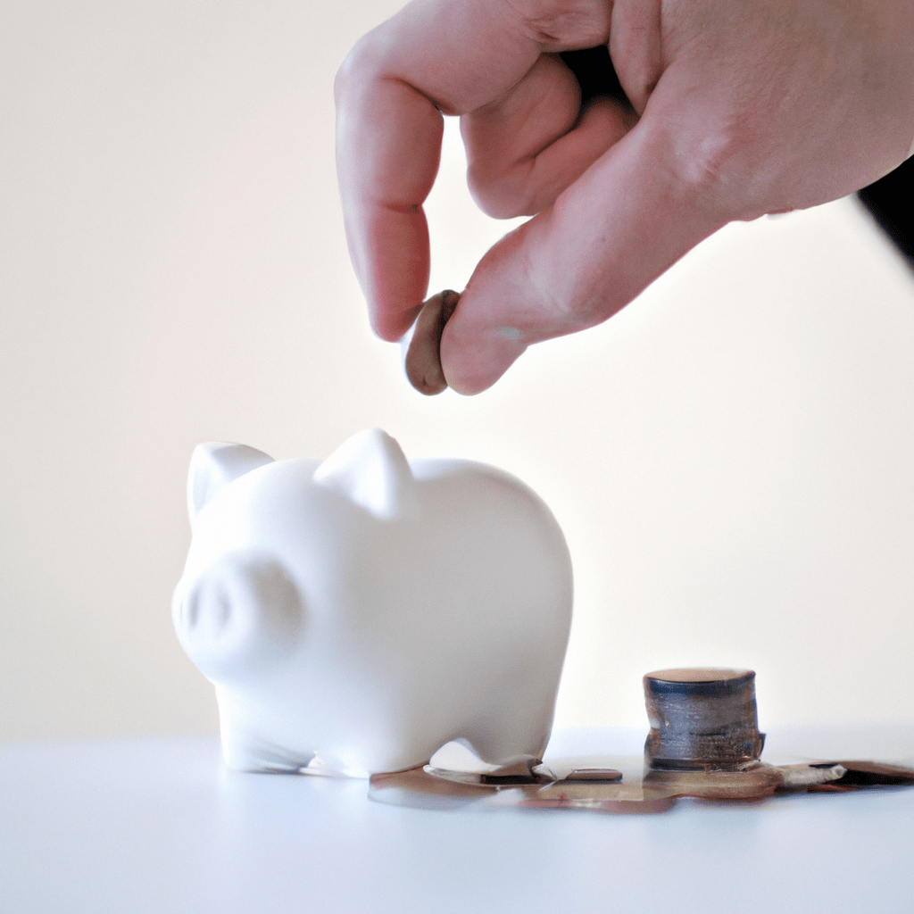 A person's hand inserting coins into a piggy bank, symbolizing the concept of reinvesting dividends for long-term growth and increased returns.. Sigma 85 mm f/1.4. No text.