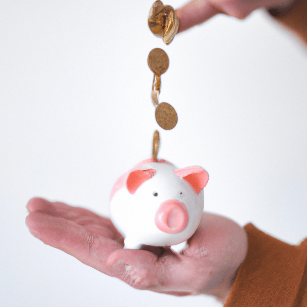 A person hand holding a piggy bank with coins falling into it, illustrating the concept of averaging purchase price for long-term investment stability.. Sigma 85 mm f/1.4. No text.