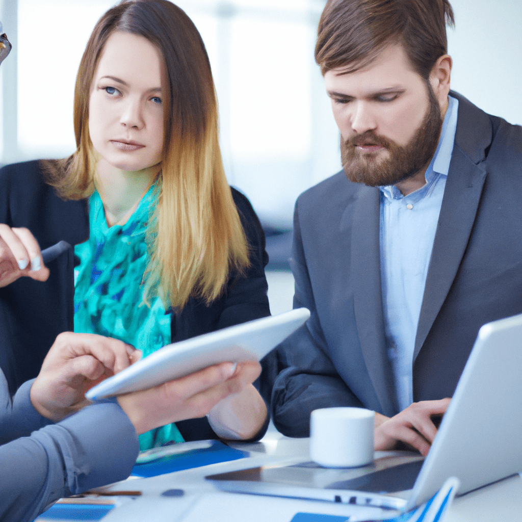 A team of analysts studying market trends and competitor strategies in a modern office setting. Shot with a Sony 35mm lens. No text.. Sigma 85 mm f/1.4. No text.